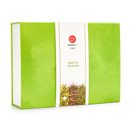 Senbird Green Tea Gift Set elegant box side view - premium Japanese green tea collection