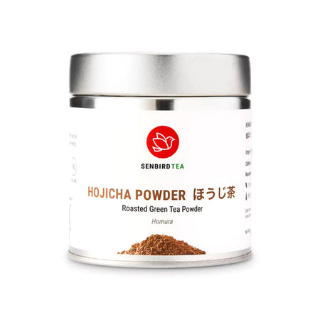 Senbird Hojicha Homura roasted green tea powder 30g tin - Japanese hojicha latte powder low caffeine