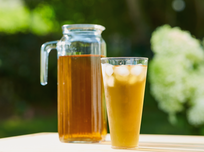 Iced Mugicha Barley Tea in a glass and jar