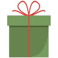Green gift box with red ribbon bow illustration for Senbird Tea gift wrapping service