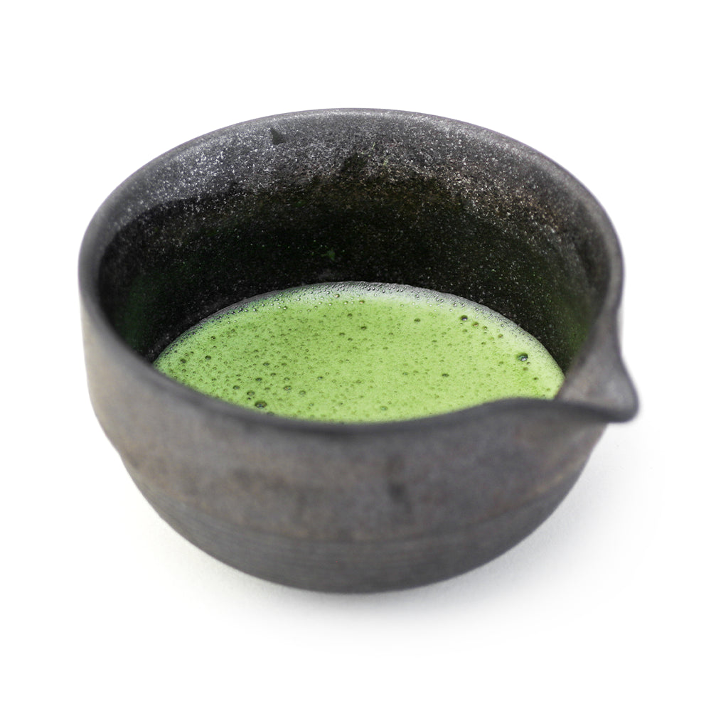 Black Spouted Matcha Bowl | Sturdy Matte Ceramic with Spout