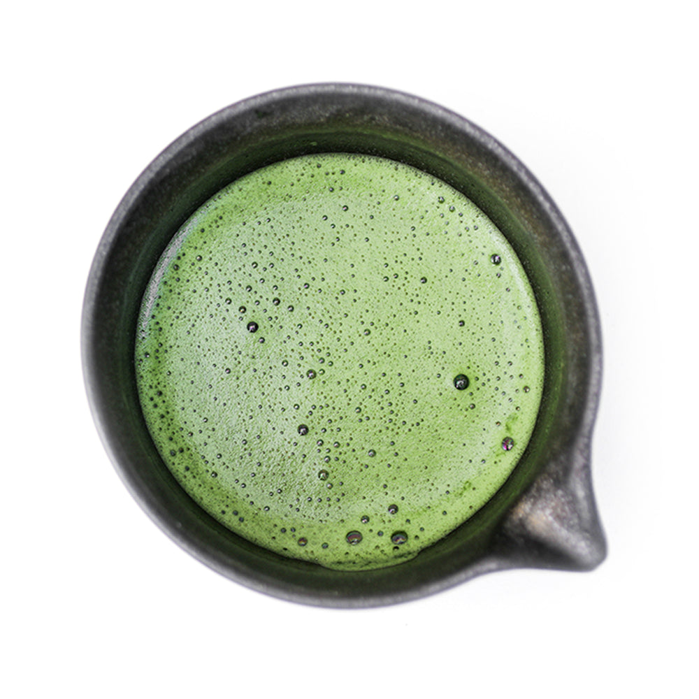 Black Spouted Matcha Bowl | Sturdy Matte Ceramic with Spout