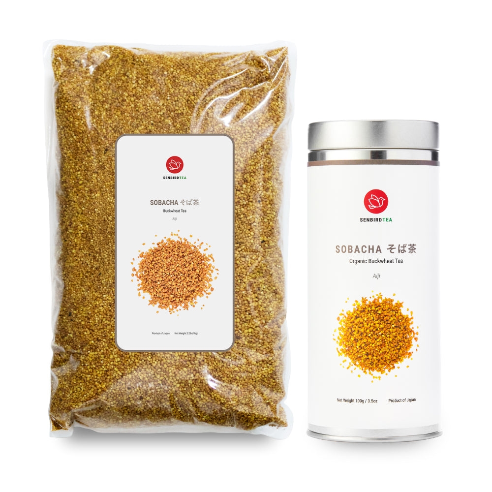 Senbird Sobacha Gathering Set gift box front view - Japanese buckwheat tea gift collection
