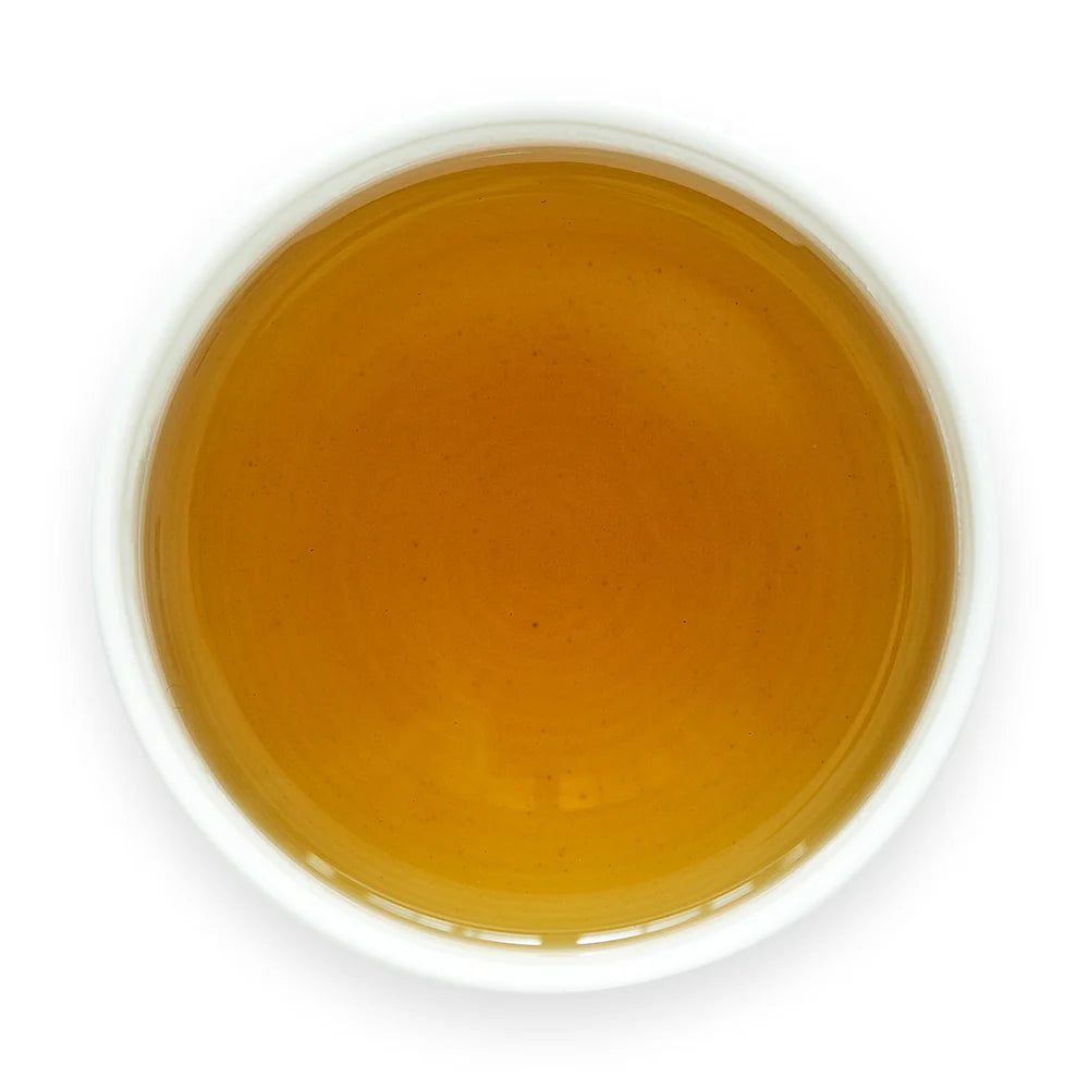 Brewed Hojicha Yuu tea in cup by Senbird Tea