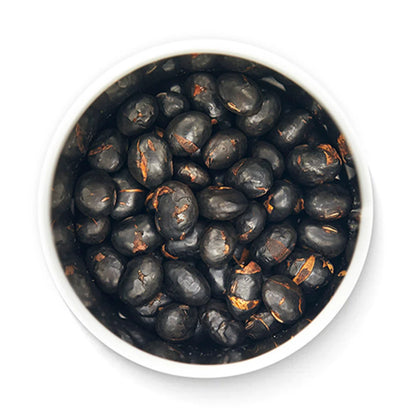 Kuromamecha Yui tea inside open tin by Senbird Tea