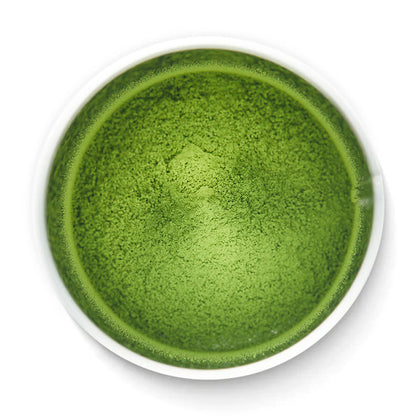Matcha Konayuki tea inside open tin by Senbird Tea