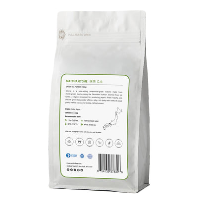 Matcha Otome back label image for family size, bulk, and wholesale Japanese tea