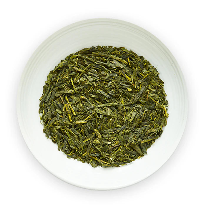 sencha_hatsuzumi_classic_green_tea_loose_leaf_tea_on_dish